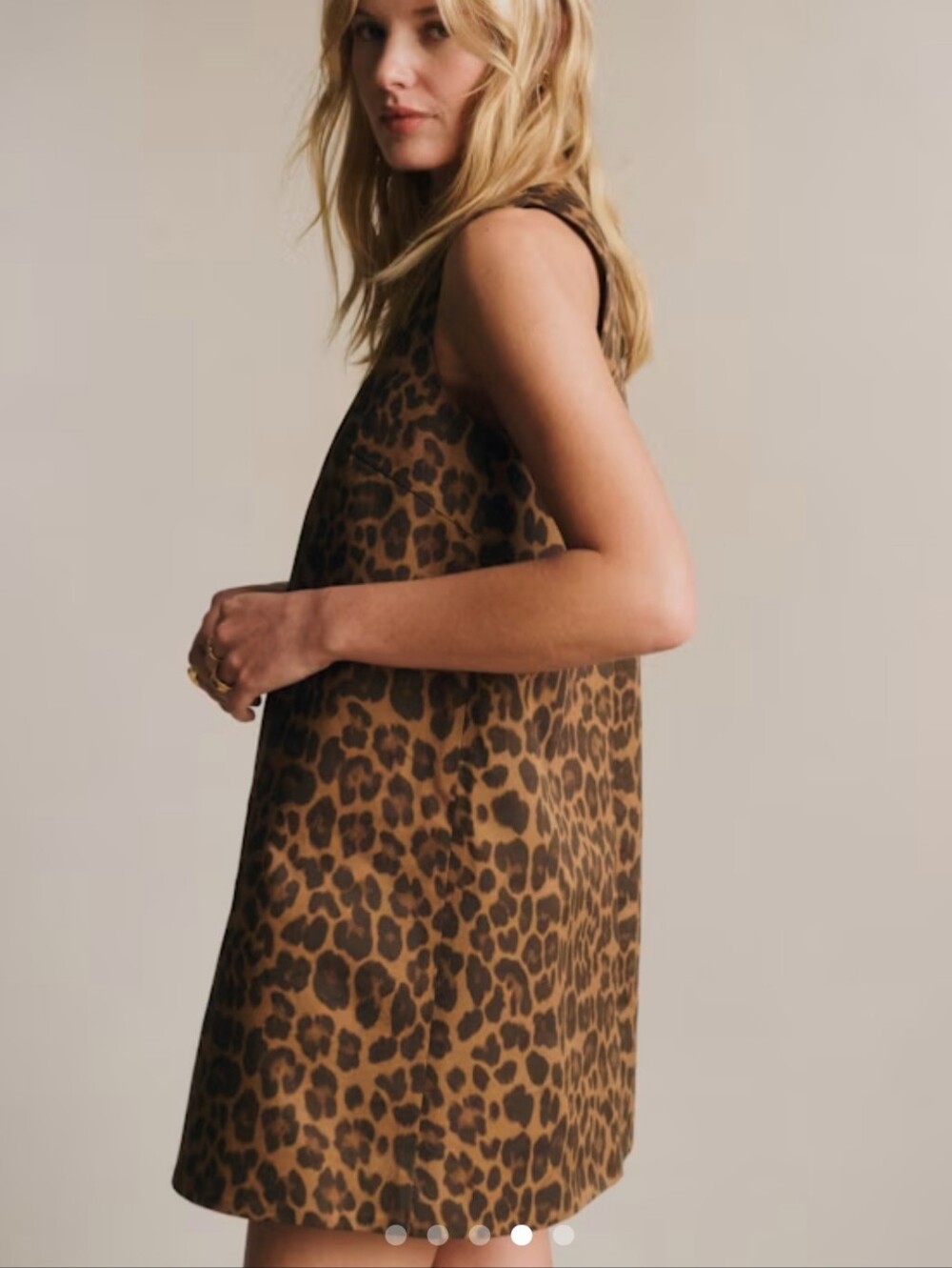 Sezane Nicia Dress Winter Leopard Caramel Organic Cotton - Picture 3 of 16